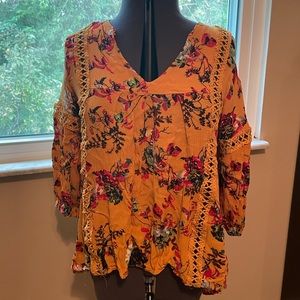 Andtheway Mustard Floral Shirt